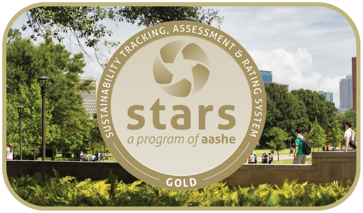 Image displaying the STARS award with an image of campus behind it