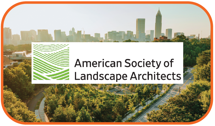 Image featuring an overhead shot of the EcoCommons and the American Society of Landscape Architect logo