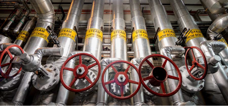 image of steam pipes at Georgia Tech plant