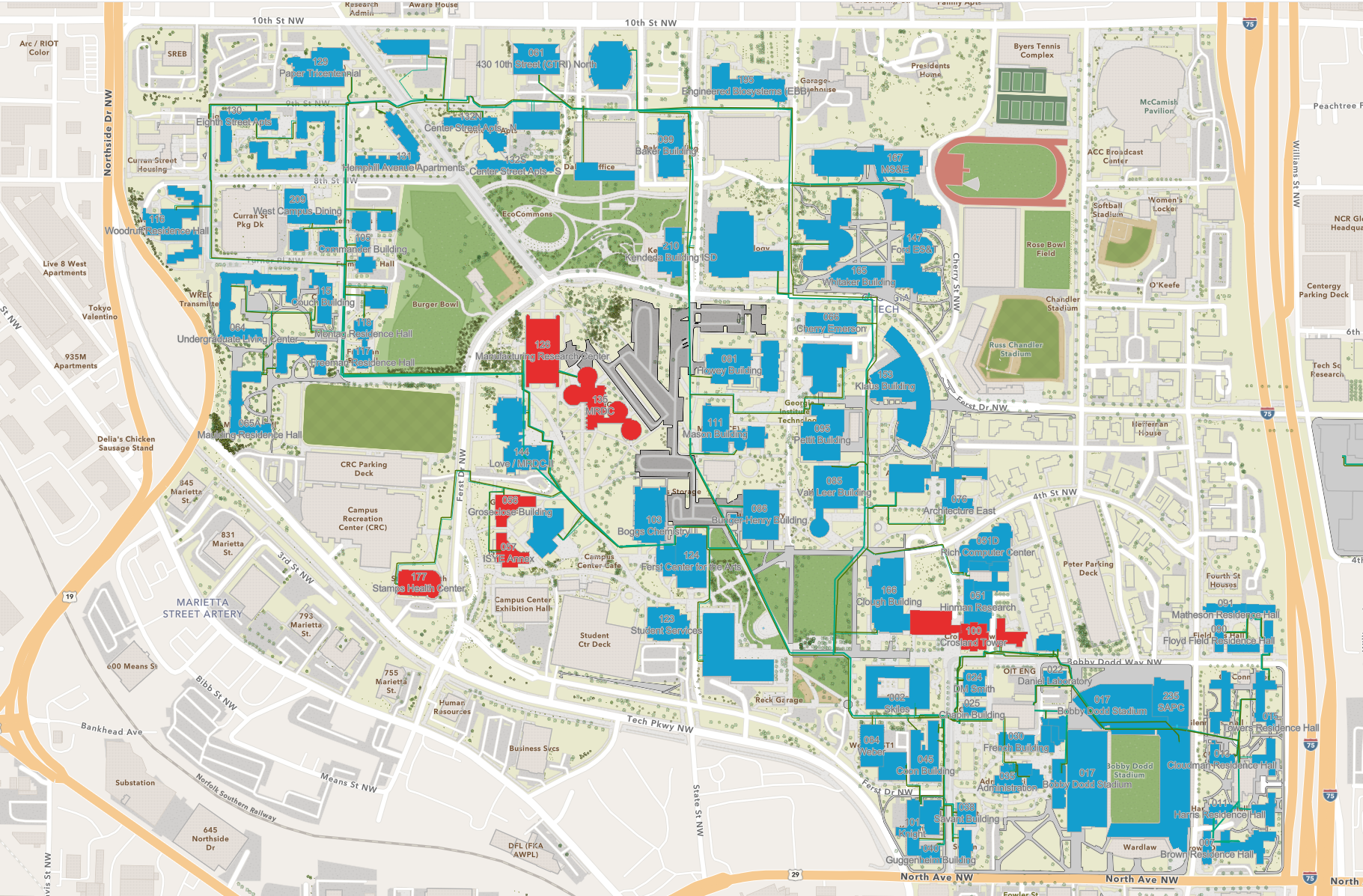 image of chilled water planned outage map of affected buildings