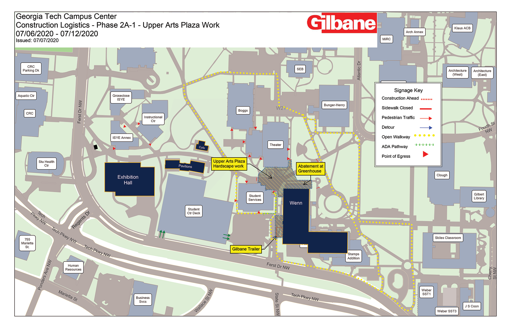 construction map for campus center July 2020