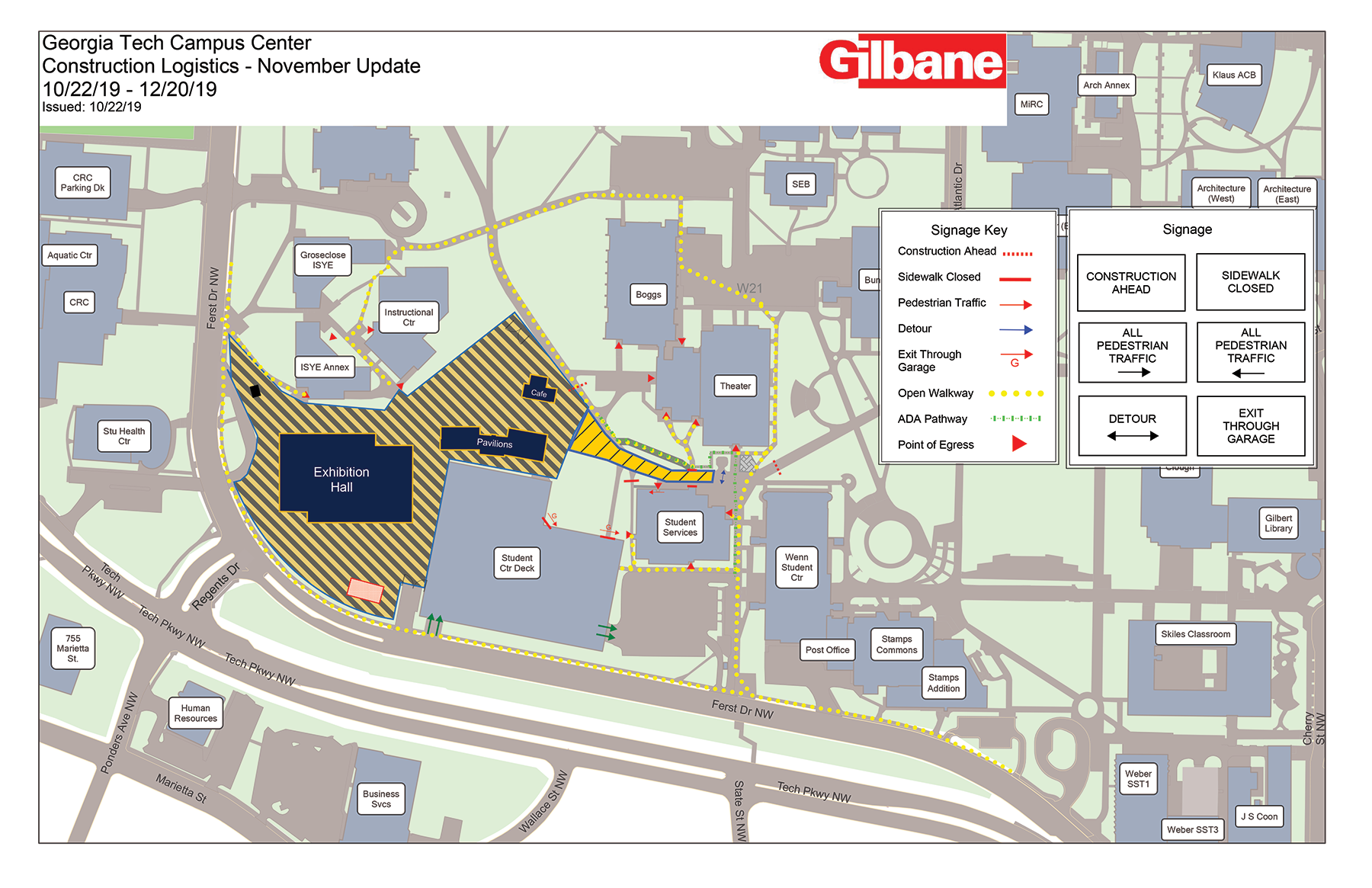 Map 1 of Campus Center Construction Updates - November 2019