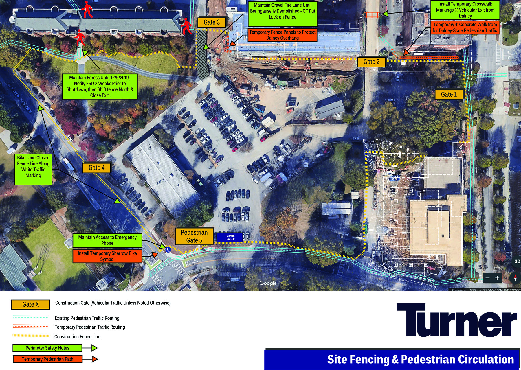 Map of Site Fencing &amp; Pedestrian Circulation
