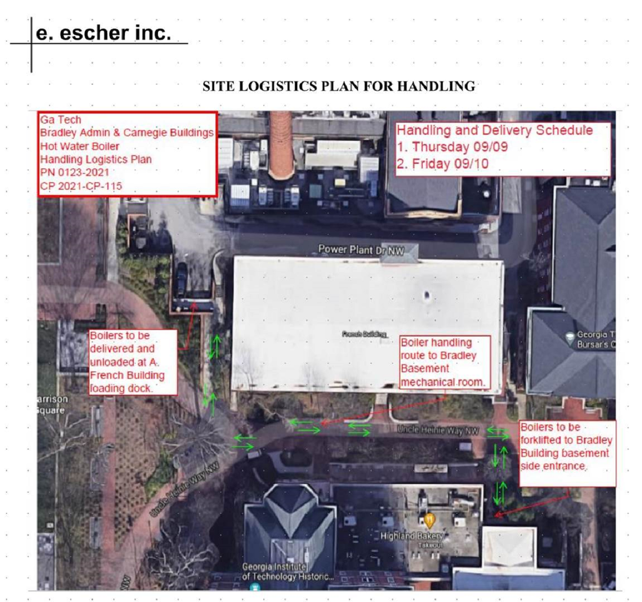 image of site plan for moving boiler from one building to another