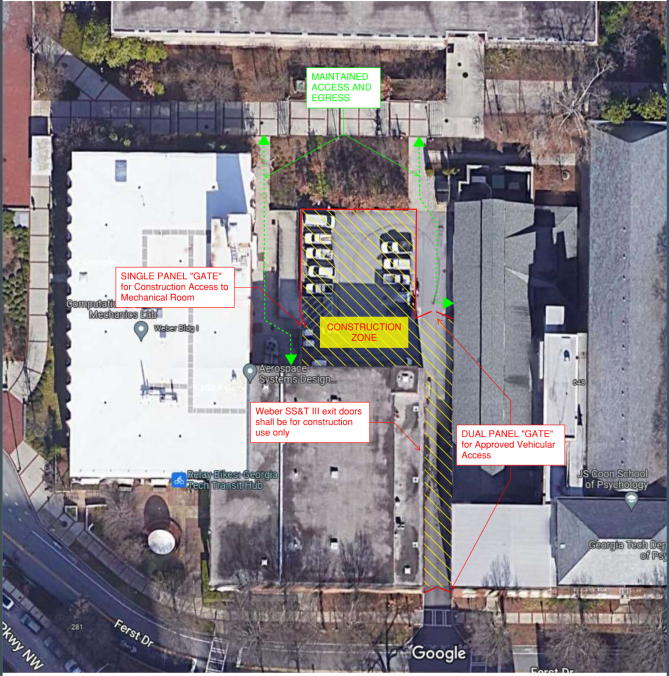 Beginning Monday, August 8th we will be installing temporary cooling to support the Weber SST3 building.  The installation of this temporary cooling equipment will take approximately 3 weeks and the project will be taking the alleyway and parking behind Weber and JS Coon offline from August 8th to August 26th.