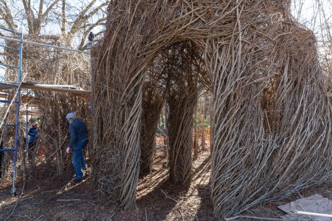 Stickworks Sculpture at the EcoCommons Comes to Life