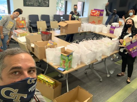 FM employees bagging treats