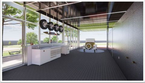 Ramblin' Wreck Garage Interior Rendering 