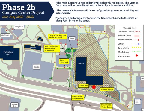 Campus Center Project Phase 2B Construction Diagram