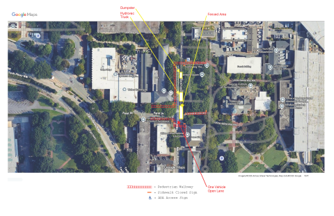 image of logistics plan for steam line repair work on Cherry Street