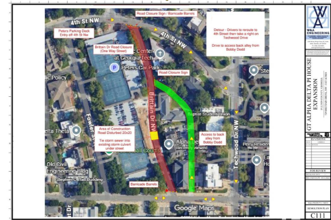 image of map with logistics for Brittain Drive road closure July 20 – 24