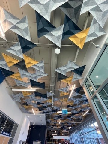 Image of the design of the acoustical panels in the John Lewis Student Center.