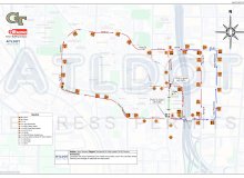 image of logistics and detour map for Techwood Drive closure July 1 - Aug. 2